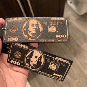 Hanging dollar bill earrings